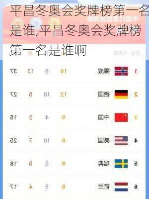 平昌冬奥会奖牌榜第一名是谁,平昌冬奥会奖牌榜第一名是谁啊