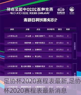 足协杯2020赛程表最新,足协杯2020赛程表最新消息