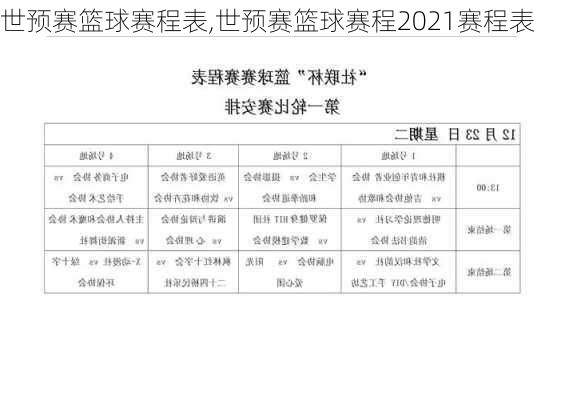 世预赛篮球赛程表,世预赛篮球赛程2021赛程表