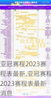 亚冠赛程2023赛程表最新,亚冠赛程2023赛程表最新消息