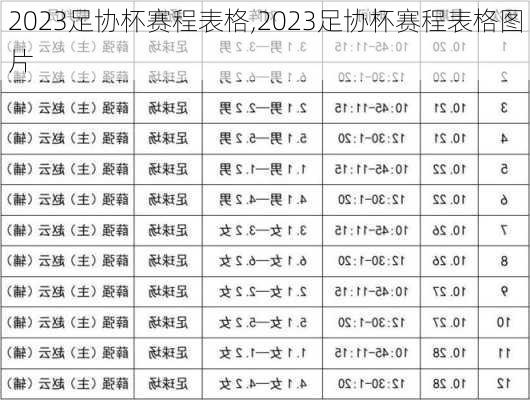 2023足协杯赛程表格,2023足协杯赛程表格图片