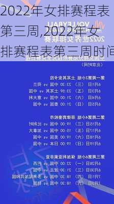 2022年女排赛程表第三周,2022年女排赛程表第三周时间