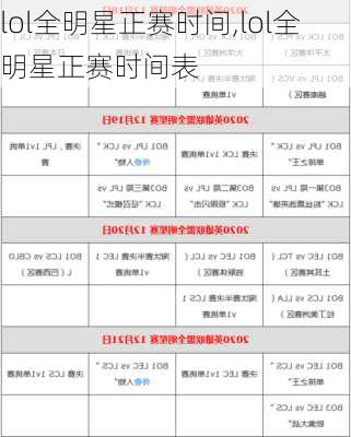 lol全明星正赛时间,lol全明星正赛时间表