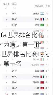 fifa世界排名比利时为啥是第一,fifa世界排名比利时为啥是第一名