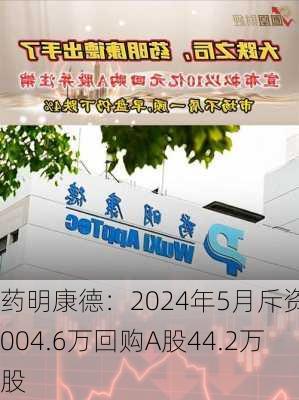 药明康德：2024年5月斥资2004.6万回购A股44.2万股