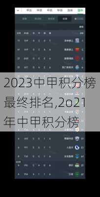 2023中甲积分榜最终排名,2o21年中甲积分榜