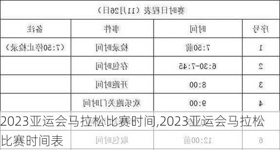 2023亚运会马拉松比赛时间,2023亚运会马拉松比赛时间表