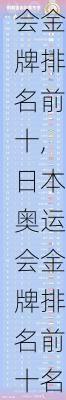 日本奥运会金牌排名前十,日本奥运会金牌排名前十名