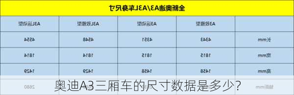 奥迪A3三厢车的尺寸数据是多少？