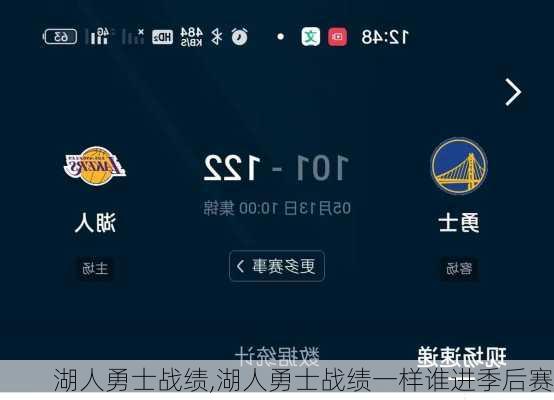 湖人勇士战绩,湖人勇士战绩一样谁进季后赛