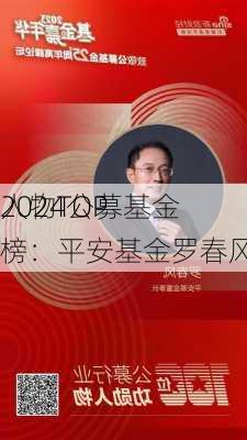 2024公募基金
人物TOP榜：平安基金罗春风排名第27