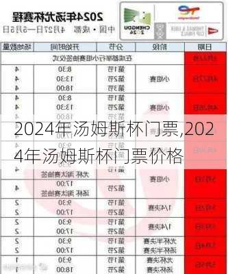 2024年汤姆斯杯门票,2024年汤姆斯杯门票价格