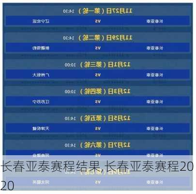 长春亚泰赛程结果,长春亚泰赛程2020