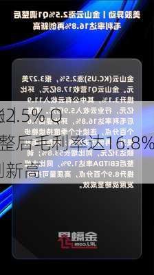 
异动丨
云涨2.5% Q1调整后毛利率达16.8%再创新高