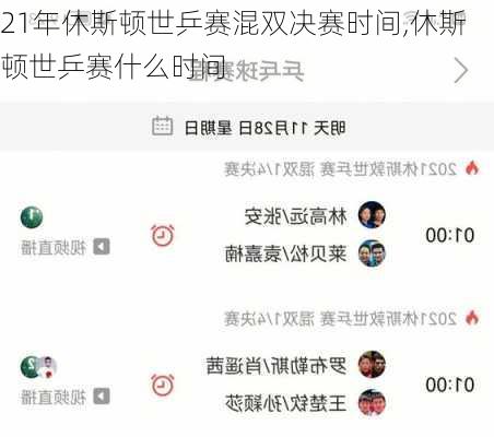 21年休斯顿世乒赛混双决赛时间,休斯顿世乒赛什么时间