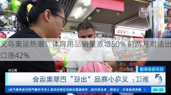 义乌奥运热潮：体育用品销量激增50% 前两月对法出口涨42%