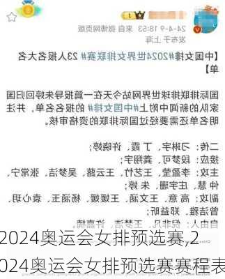 2024奥运会女排预选赛,2024奥运会女排预选赛赛程表