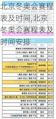 北京冬奥会赛程表及时间,北京冬奥会赛程表及时间安排