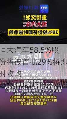 恒大汽车58.5%股份将被首批29%将即时收购