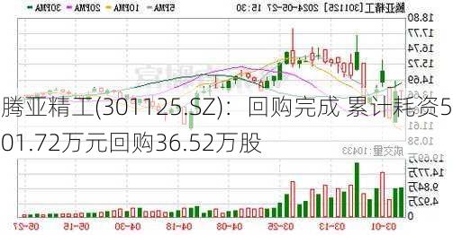 腾亚精工(301125.SZ)：回购完成 累计耗资501.72万元回购36.52万股