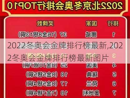 2022冬奥会金牌排行榜最新,2022冬奥会金牌排行榜最新图片