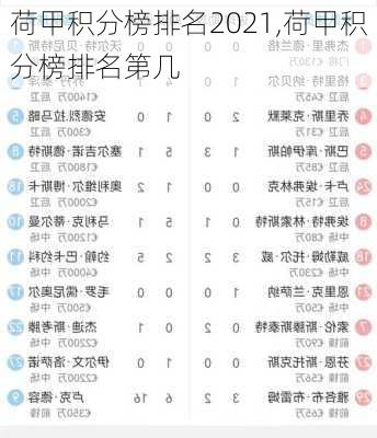 荷甲积分榜排名2021,荷甲积分榜排名第几