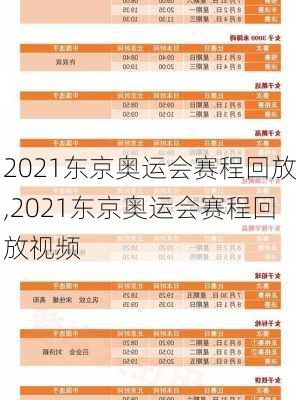 2021东京奥运会赛程回放,2021东京奥运会赛程回放视频