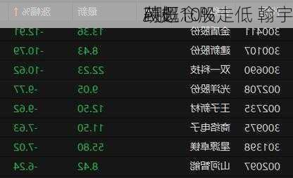 A股
药概念股走低 翰宇
跌超10%