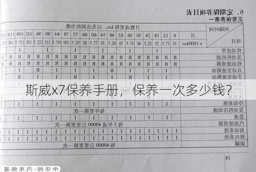 斯威x7保养手册，保养一次多少钱？