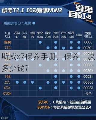 斯威x7保养手册，保养一次多少钱？