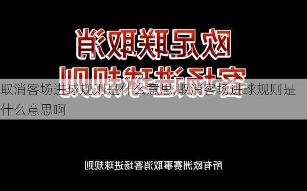 取消客场进球规则是什么意思,取消客场进球规则是什么意思啊