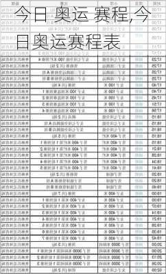 今日 奥运 赛程,今日奥运赛程表