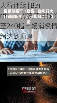 大行评级 | Baird：下调波音目标价至240指市场消极情绪达到顶峰