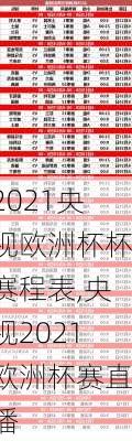 2021央视欧洲杯杯赛程表,央视2021欧洲杯赛直播