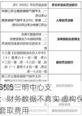 太平财险三明中心支
被罚55.5万元：财务数据不真实 虚构保险中介业套取费用