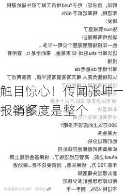 触目惊心！传闻张坤一年报销额度是整个
一半多