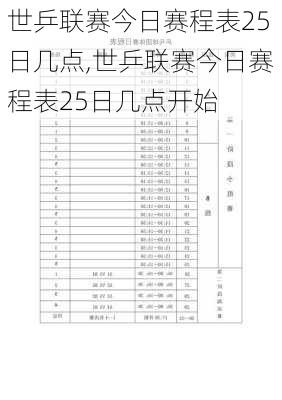 世乒联赛今日赛程表25日几点,世乒联赛今日赛程表25日几点开始