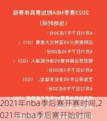 2021年nba季后赛开赛时间,2021年nba季后赛开始时间