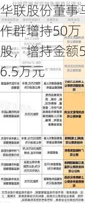 华联股份董事马作群增持50万股，增持金额56.5万元