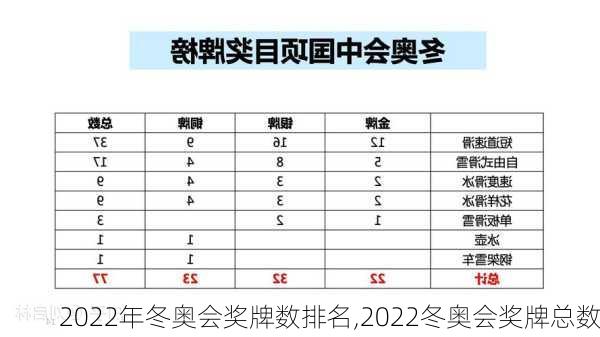 2022年冬奥会奖牌数排名,2022冬奥会奖牌总数