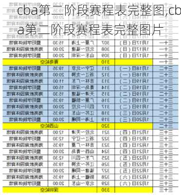 cba第二阶段赛程表完整图,cba第二阶段赛程表完整图片