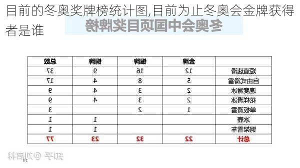 目前的冬奥奖牌榜统计图,目前为止冬奥会金牌获得者是谁