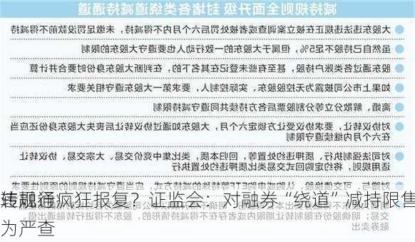 转融通疯狂报复？证监会：对融券“绕道”减持限售股等
违规行为严查