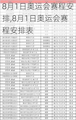 8月1日奥运会赛程安排,8月1日奥运会赛程安排表