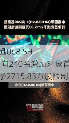 中铝
(601068.SH)：向240名激励对象首次授予2715.83万股限制