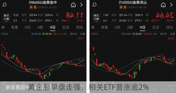 黄金股早盘走强，相关ETF普涨逾2%