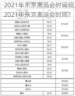 2021年东京奥运会时间段,2021年东京奥运会时间?