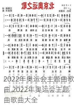 2022年奥运会主题曲歌曲,2022年奥运会主题曲歌曲大全