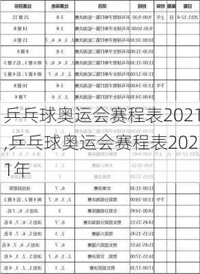 乒乓球奥运会赛程表2021,乒乓球奥运会赛程表2021年