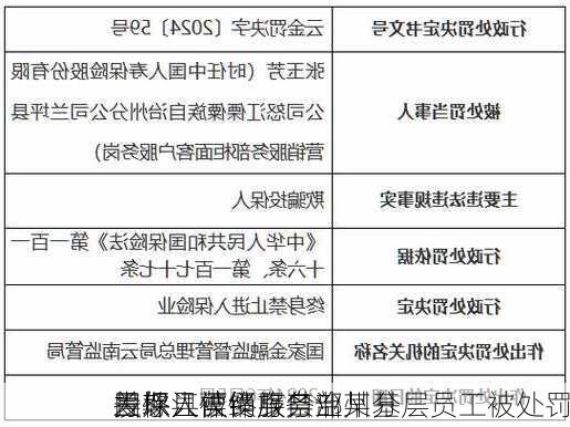 因欺
投保人被终身禁业 
寿怒江傈僳族自治州分
兰坪县营销服务部某基层员工被处罚